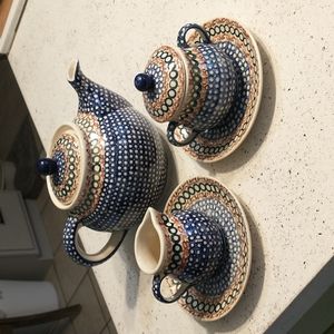 Polish pottery tea set.